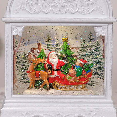 Christmas Musical Water Lantern Vintage White with Swirling Confetti LED Lights